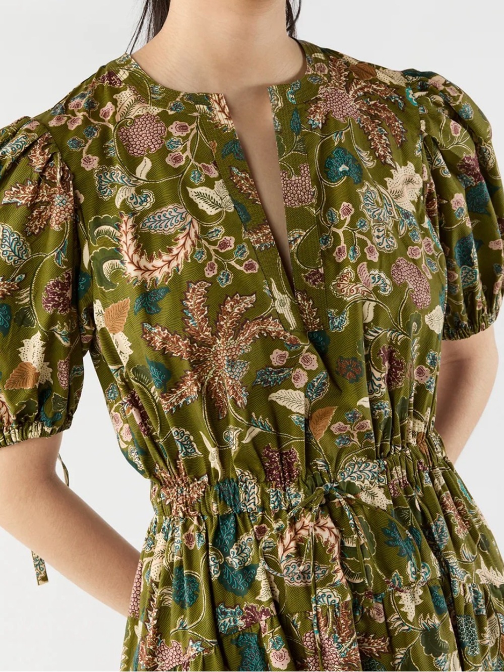 Ulla Johnson Adriana Dress in Lichen Floral Puff-Sleeve Midi Dress - Picture 5 of 5